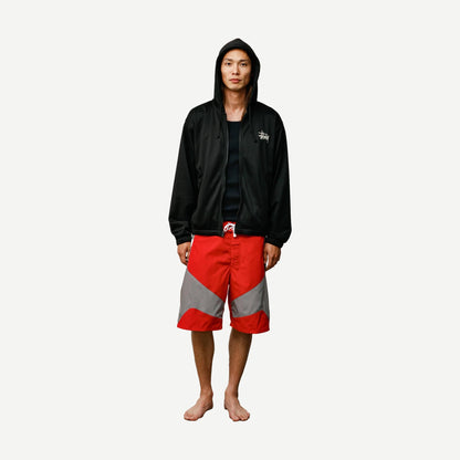 Athletic Mesh Zip Hoodie - Black