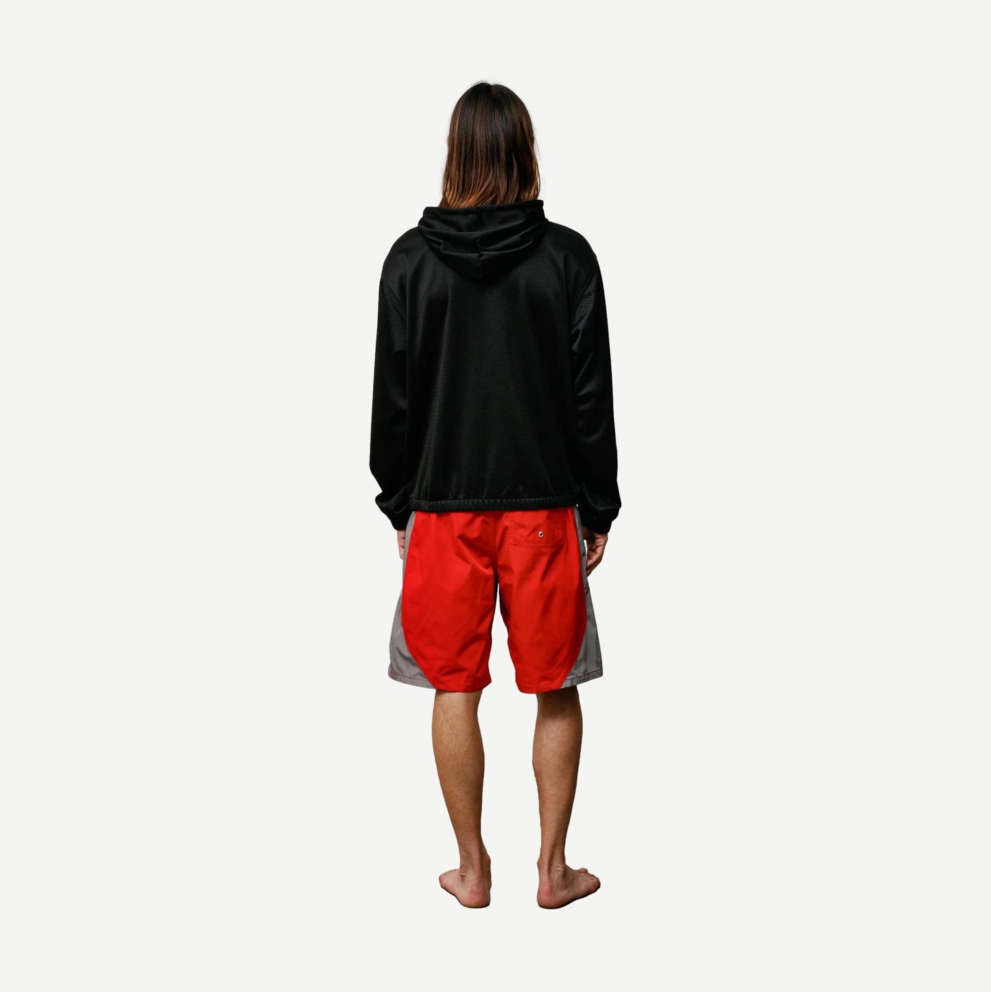 Athletic Mesh Zip Hoodie - Black