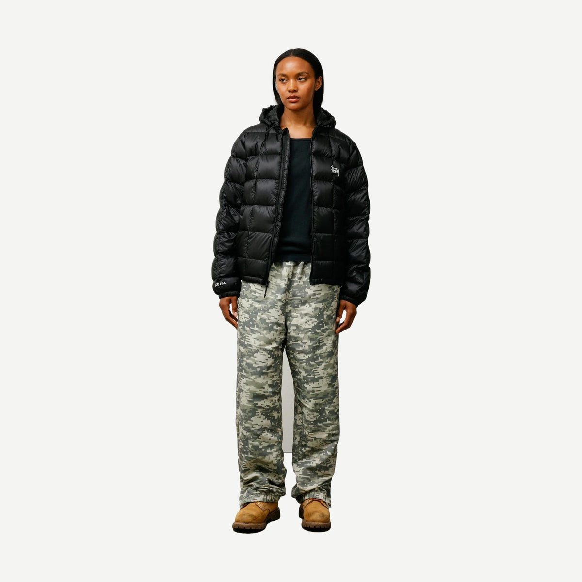Midweight Hooded Puffer - Black - Galvanic.co