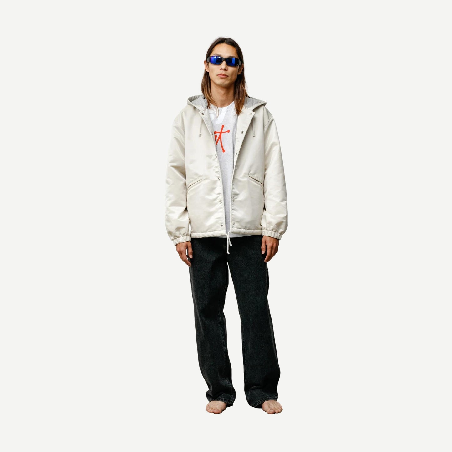 Hooded Coaches Jacket - Bone