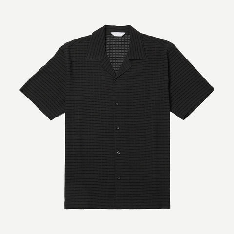 Canty Sheer Check SS Button Up - Black - Galvanic.co