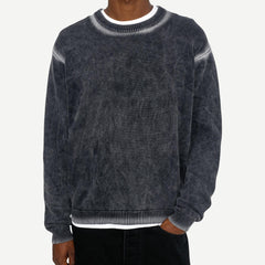 Faded Cotton Knit Crew - Black - Galvanic.co