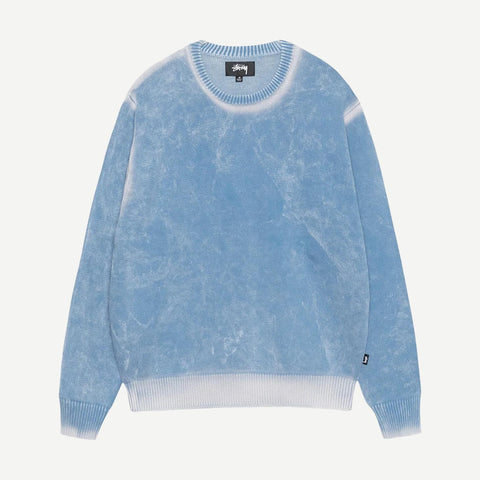 Faded Cotton Knit Crew - Blue - Galvanic.co