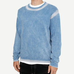 Faded Cotton Knit Crew - Blue - Galvanic.co