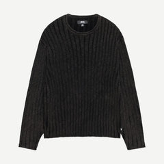 Cotton Slub Rib Crew - Black - Galvanic.co