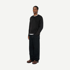 Cotton Slub Rib Crew - Black - Galvanic.co