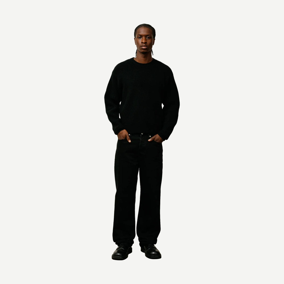 Waffle Cashmere Sweater - Black - Galvanic.co