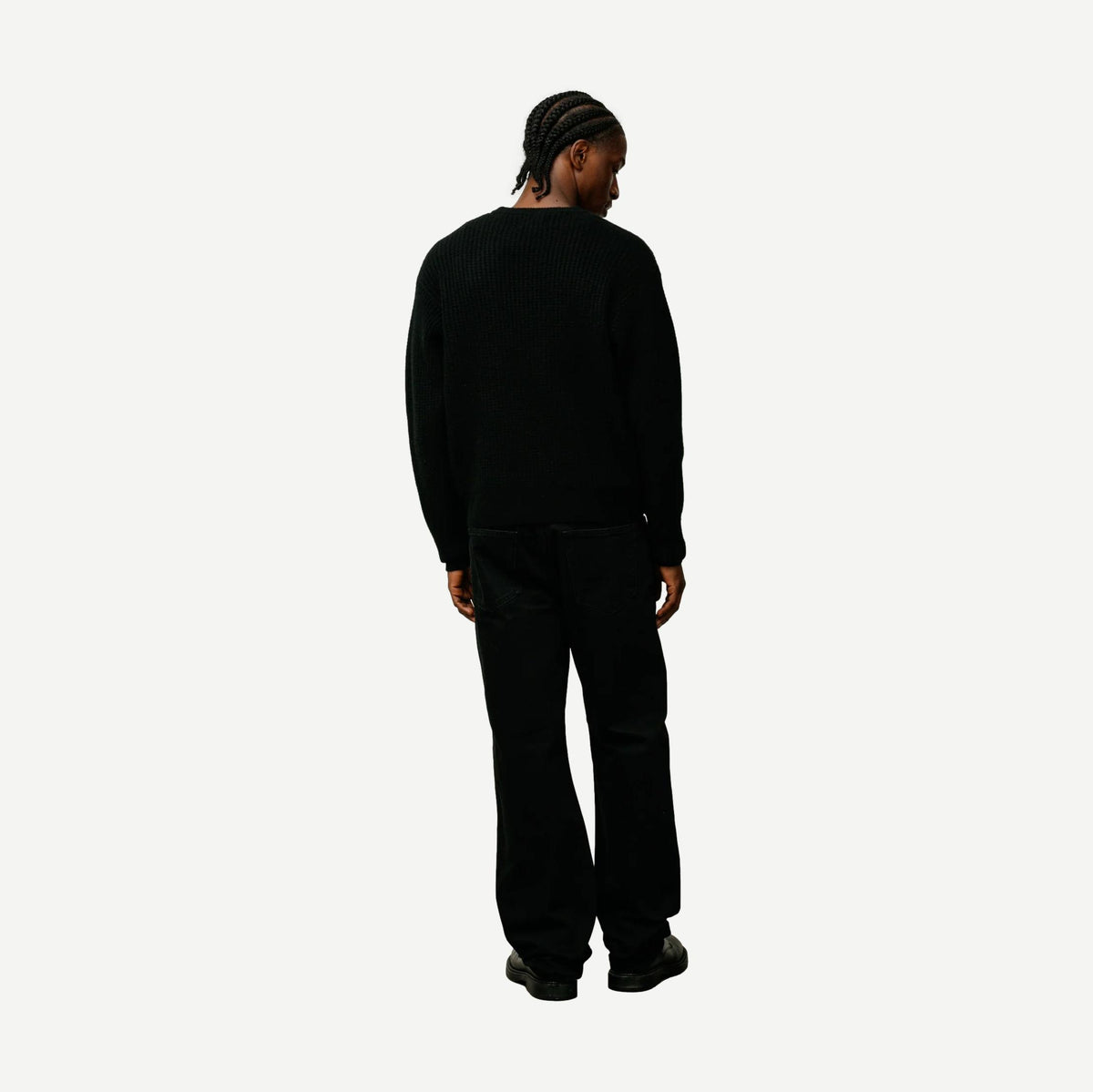 Waffle Cashmere Sweater - Black - Galvanic.co