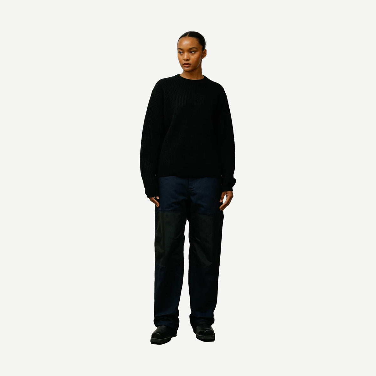 Waffle Cashmere Sweater - Black - Galvanic.co