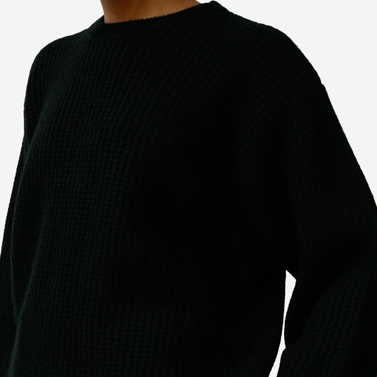 Waffle Cashmere Sweater - Black - Galvanic.co