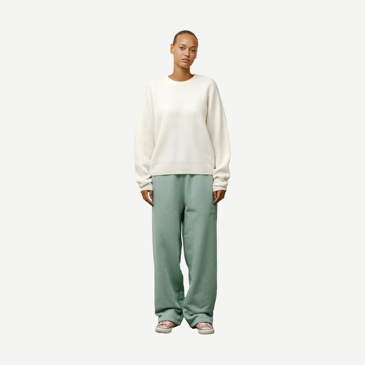 Waffle Cashmere Sweater - Ivory - Galvanic.co