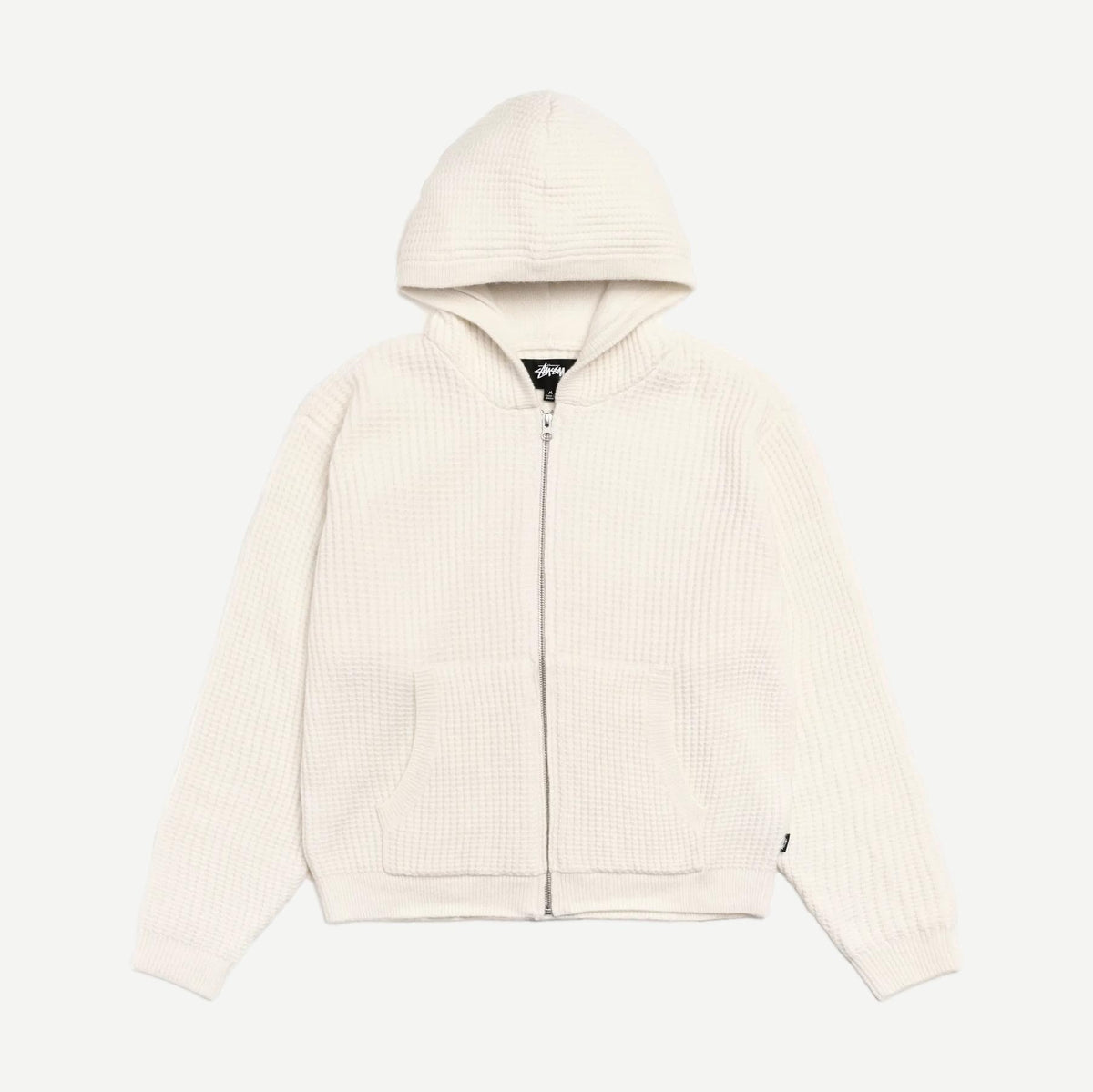 Waffle Cashmere Zip Hood Sweater - Ivory - Galvanic.co