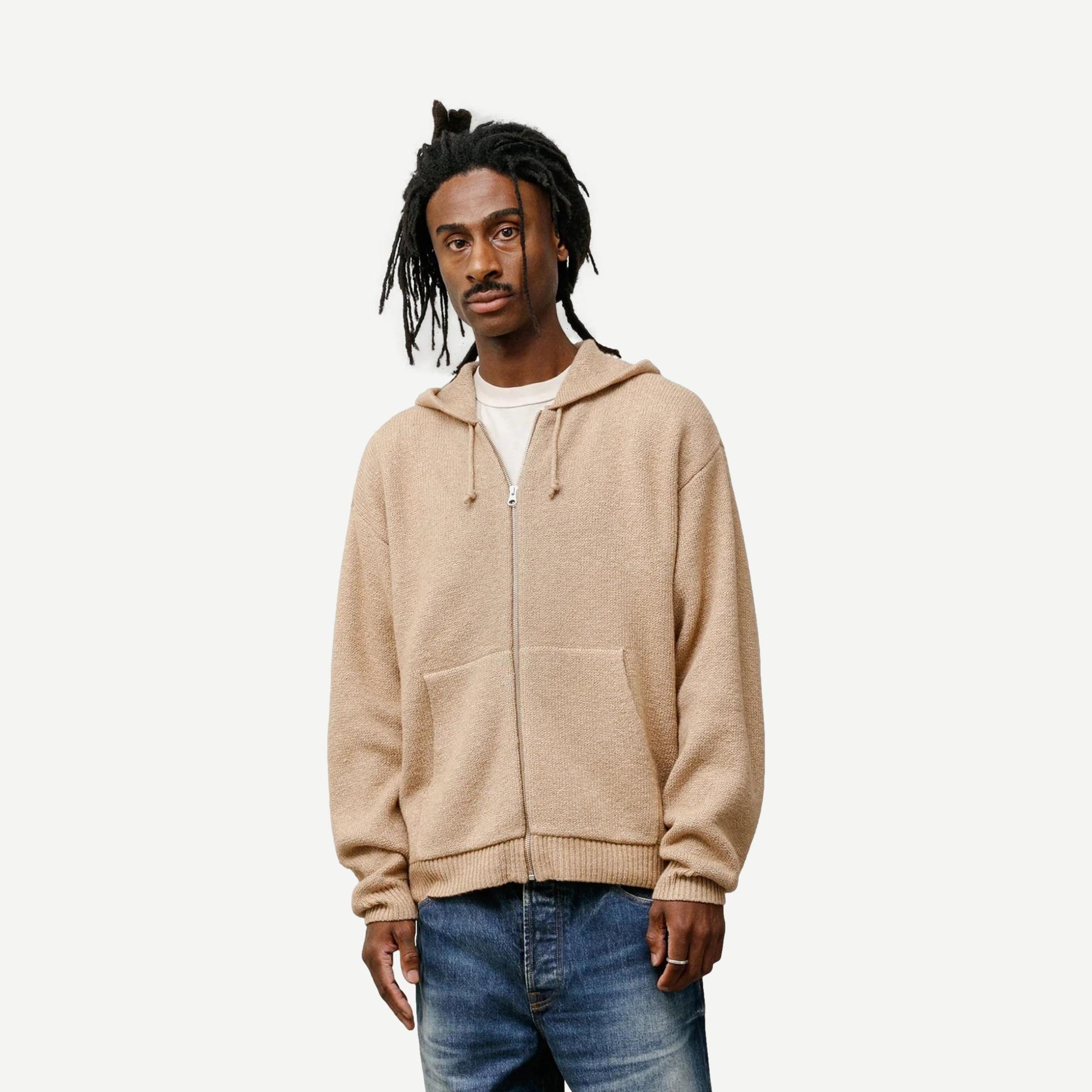 Zip Up Hooded Sweater - Camel - Galvanic.co