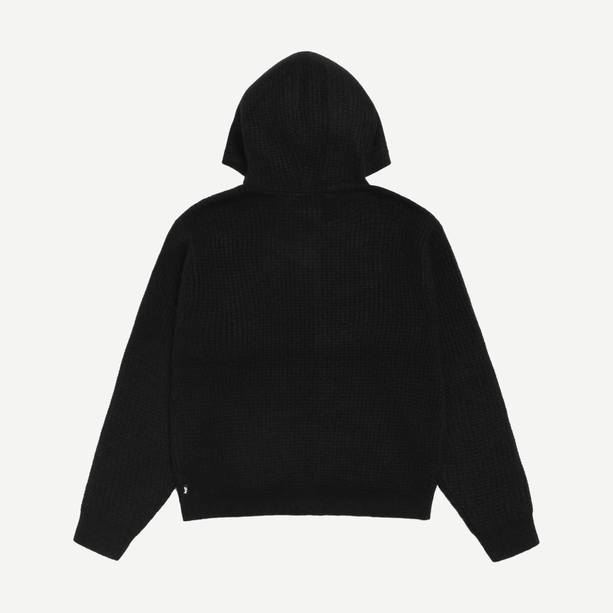 Waffle Cashmere Zip Hood Sweater - Black - Galvanic.co