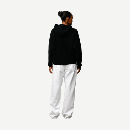 Waffle Cashmere Zip Hood Sweater - Black - Galvanic.co