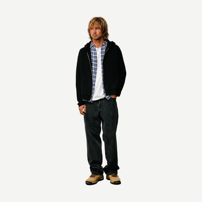 Waffle Cashmere Zip Hood Sweater - Black - Galvanic.co
