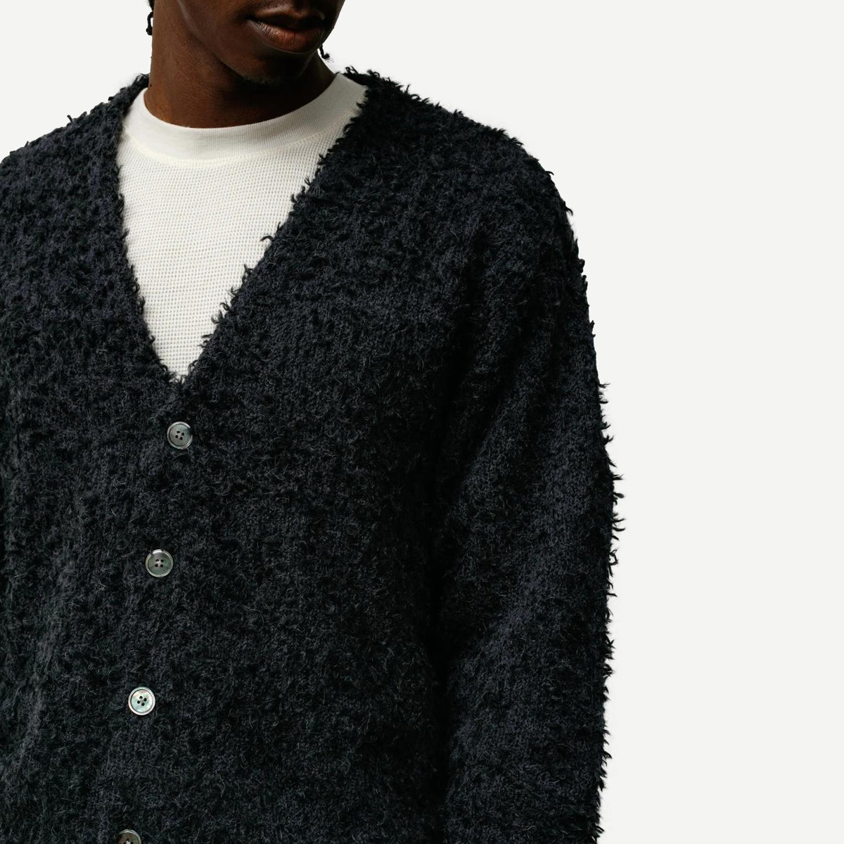 Textured Cardigan - Black - Galvanic.co
