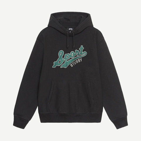 Satin Patch Oversized Hoodie - Washed Black - Galvanic.co