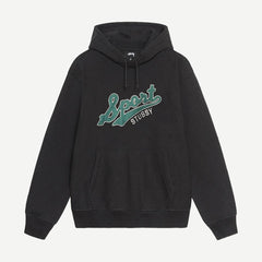 Satin Patch Oversized Hoodie - Washed Black - Galvanic.co