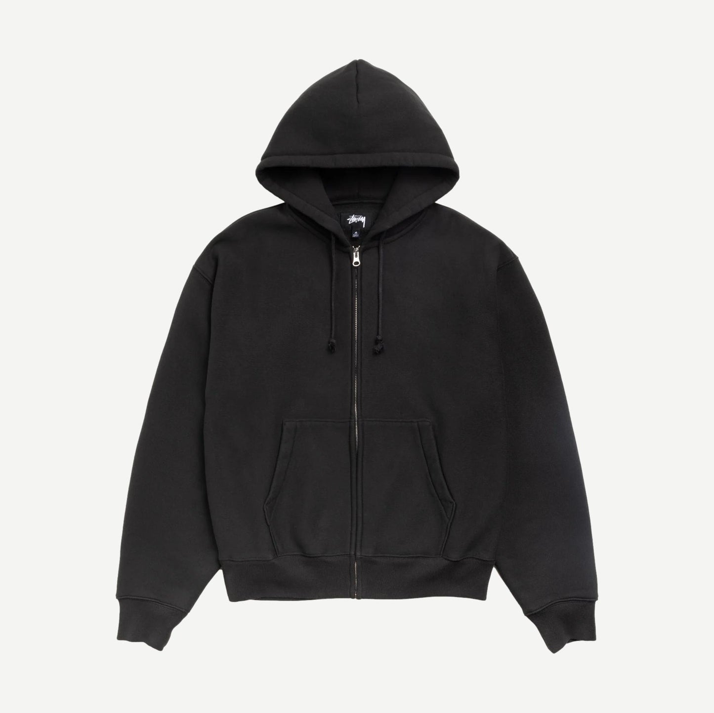 Cursive Applique Zip Hoodie - Black