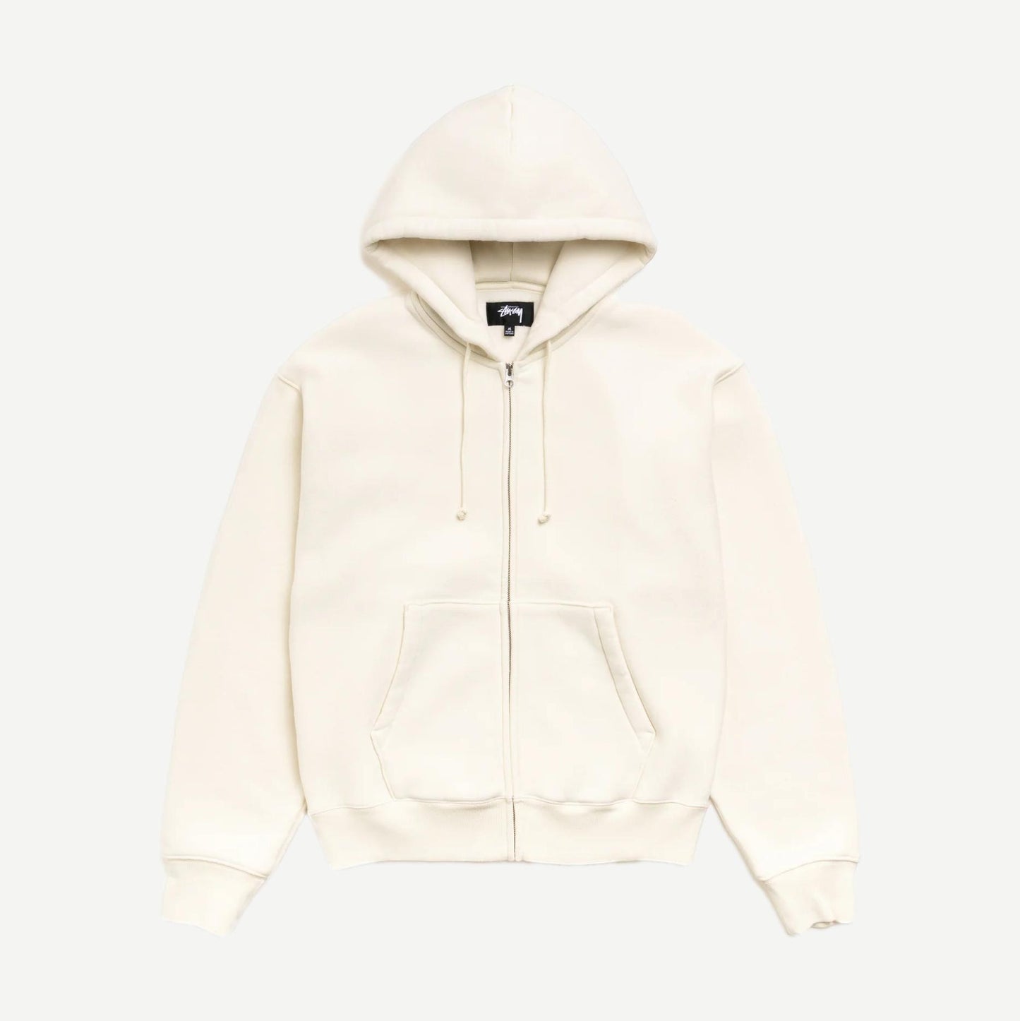 Cursive Applique Zip Hoodie - Natural