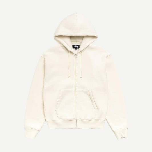 Cursive Applique Zip Hoodie - Natural - Galvanic.co