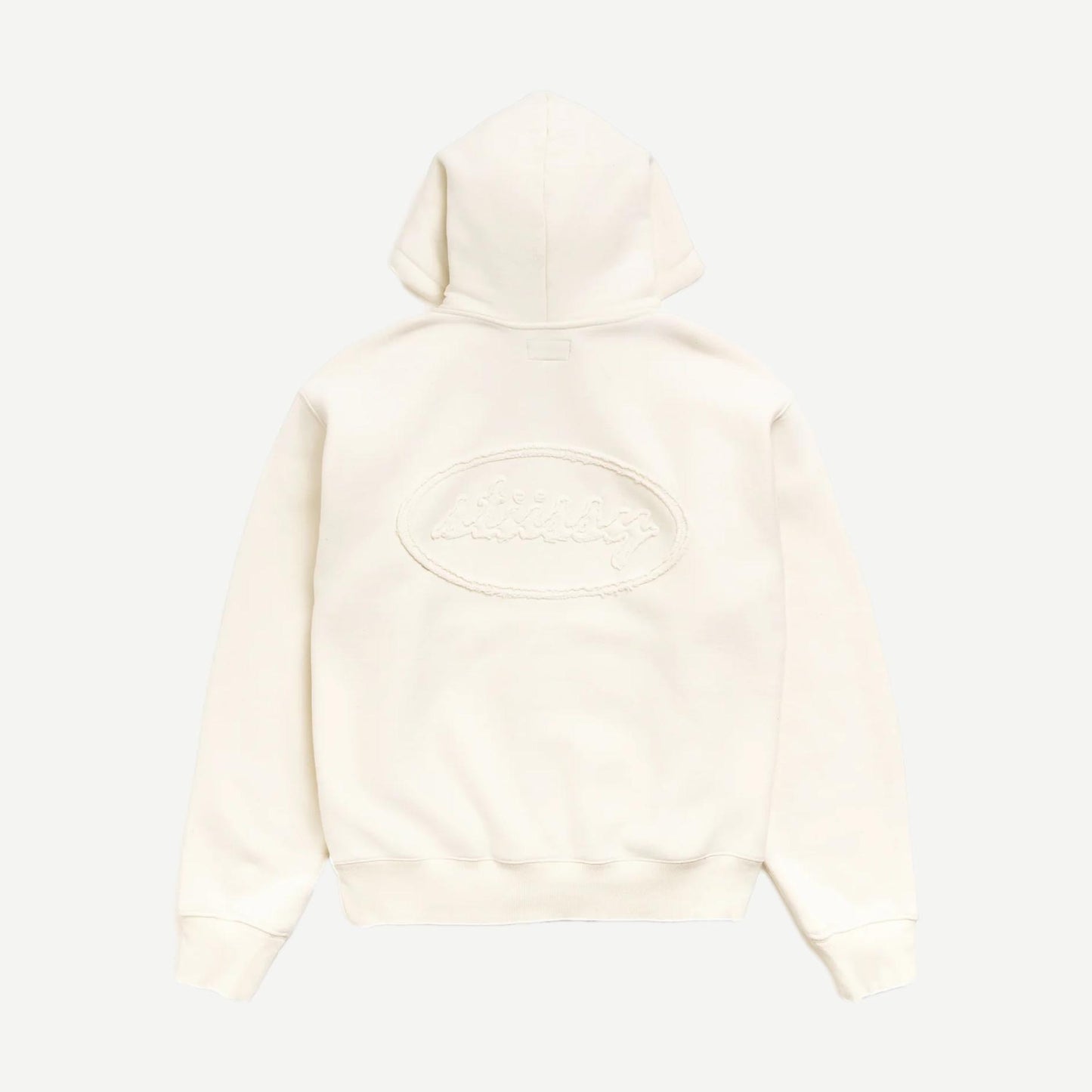 Cursive Applique Zip Hoodie - Natural
