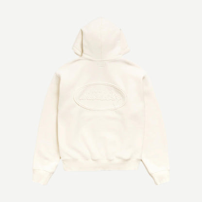 Cursive Applique Zip Hoodie - Natural
