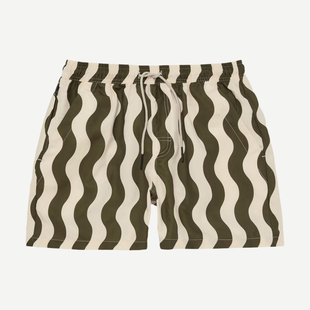 Forest Waver Swim Short - Green/White Stripe - Galvanic.co