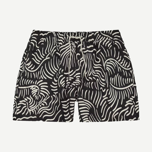 OAS Tar Lorenzo swim shorts in black and white with a stylish design, perfect for beach or poolside swimwear.