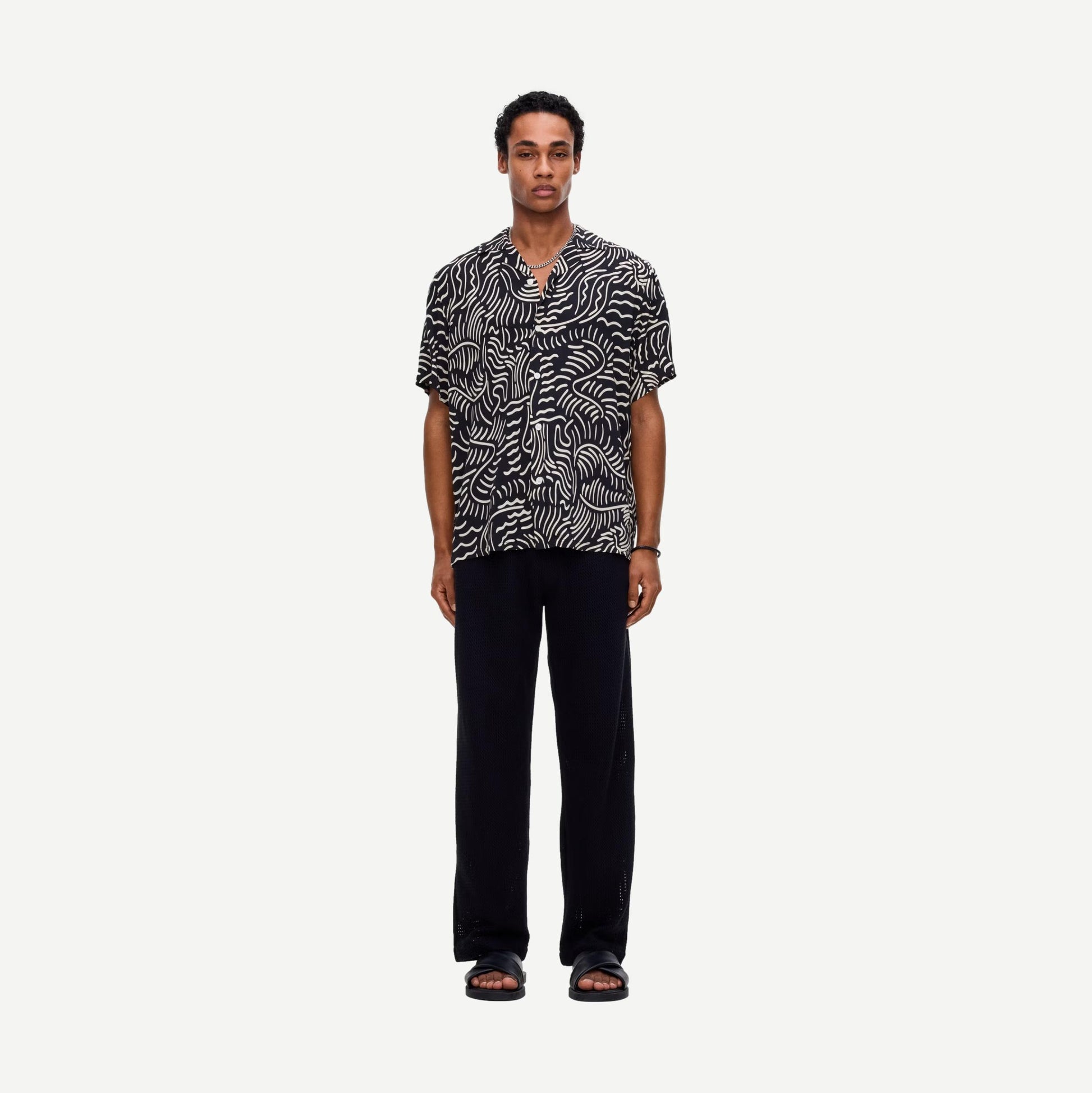 Tar Lorenzo SS Button Up Shirt - Black/White - Galvanic.co