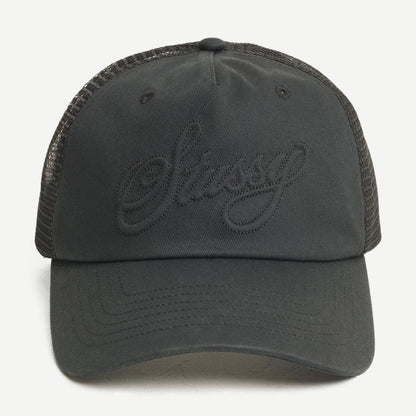 Trucker Cursive Stitch Cap - Black