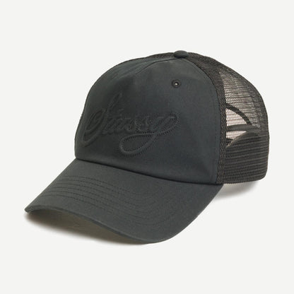 Trucker Cursive Stitch Cap - Black