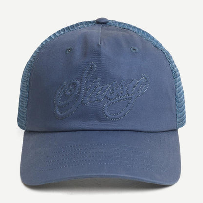 Trucker Cursive Stitch Cap - Navy