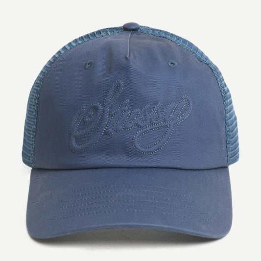 Trucker Cursive Stitch Cap - Navy