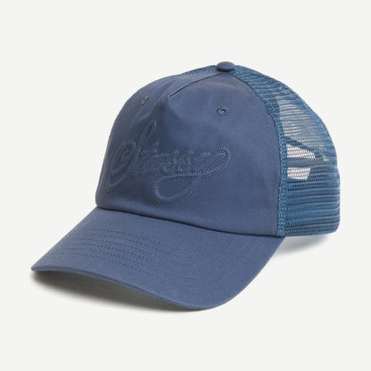 Trucker Cursive Stitch Cap - Navy