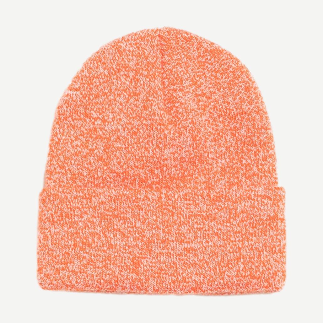 Stussy Stock Cuff beanie in marled red, featuring a cozy knit design and folded cuff for a stylish winter look.