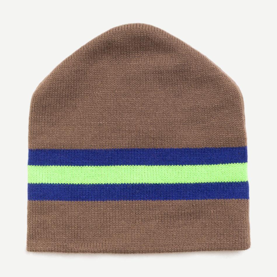 Stripe Ski Beanie - Tan