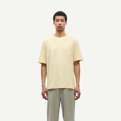 Samsoe Samsoe Odin T-Shirt in Double Cream color, featuring a classic crew neck and short sleeves on a neutral background.