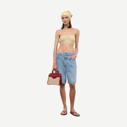 Maude Mini Wicker Carryall - Natural/Rouge