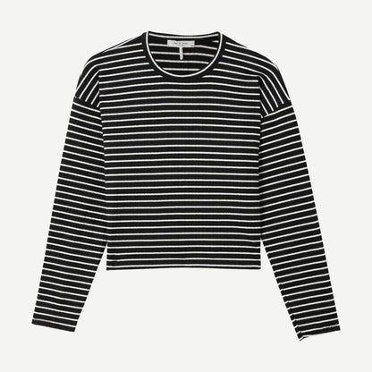 The Knit Stripe Crewneck Pullover - Black MT