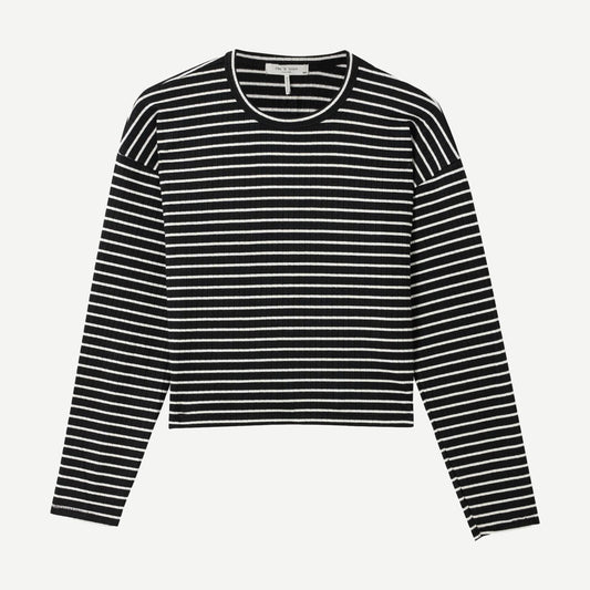 The Knit Stripe Crewneck Pullover - Black MT