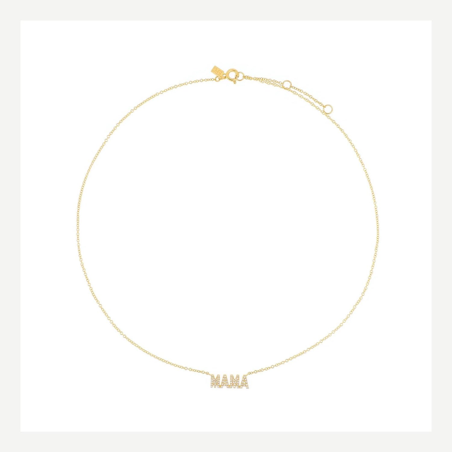 14KY Mini Diamond Mama Initial Necklace 15.5" - Galvanic.co
