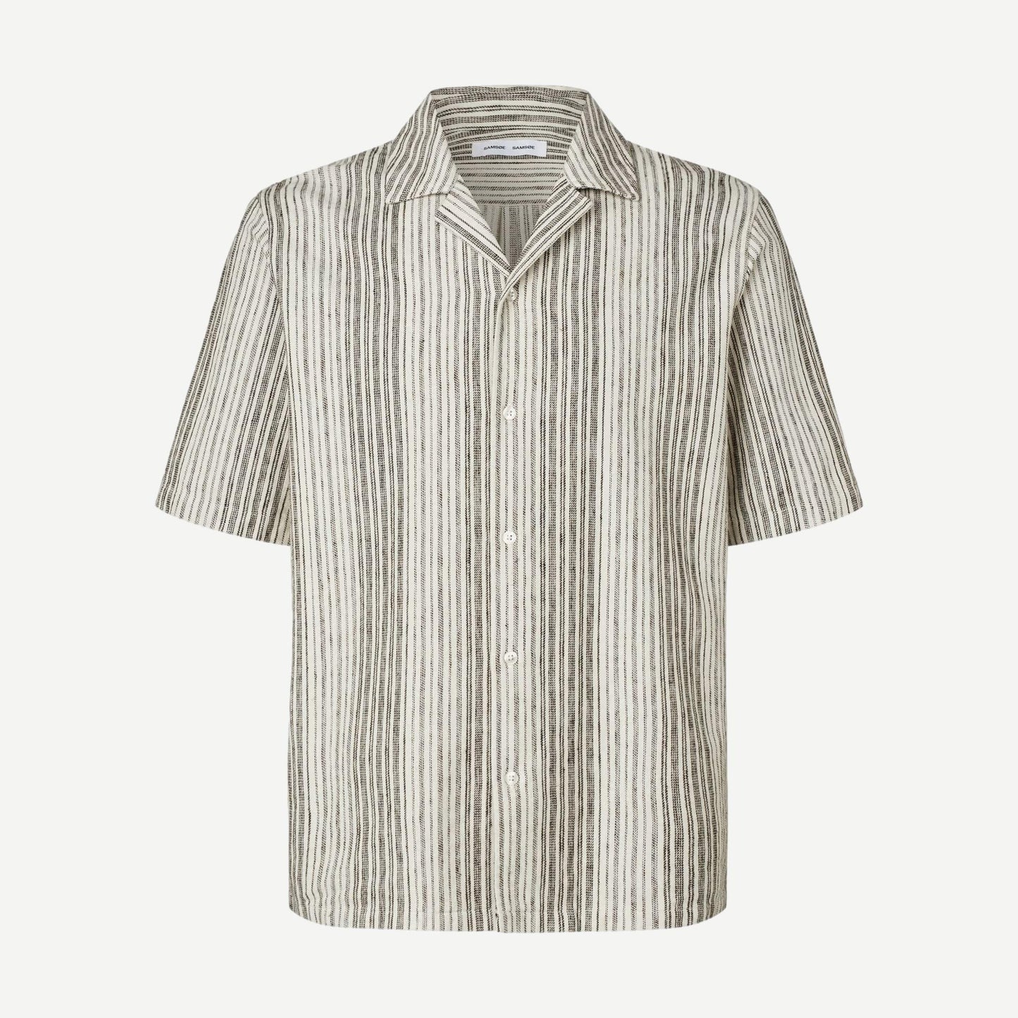Samsoe Samsoe Oscar AX Brown St. shirt with a classic design, displayed on a hanger showing the fabric and collar details.