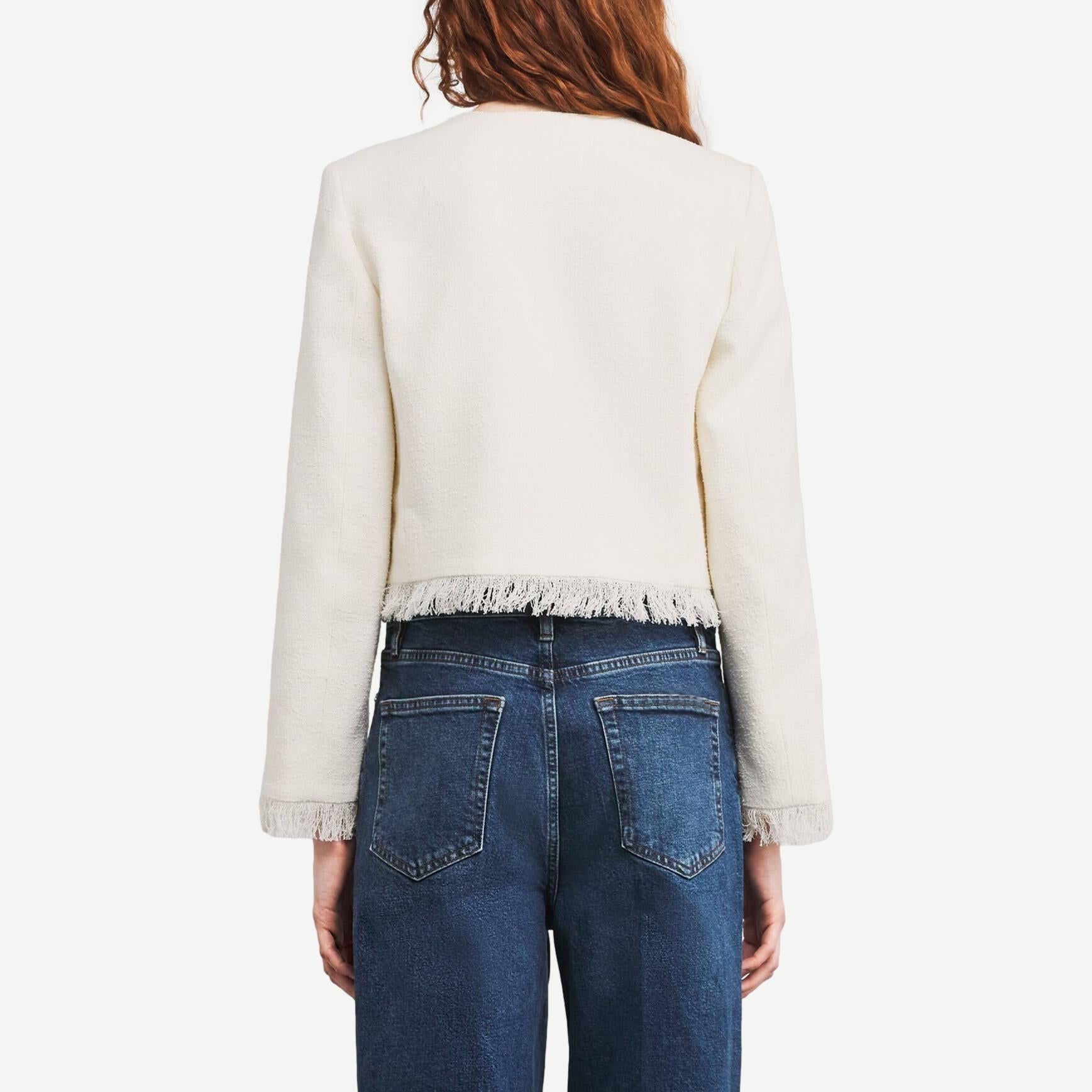 The Tweed Fringe Jacket - White - Galvanic.co