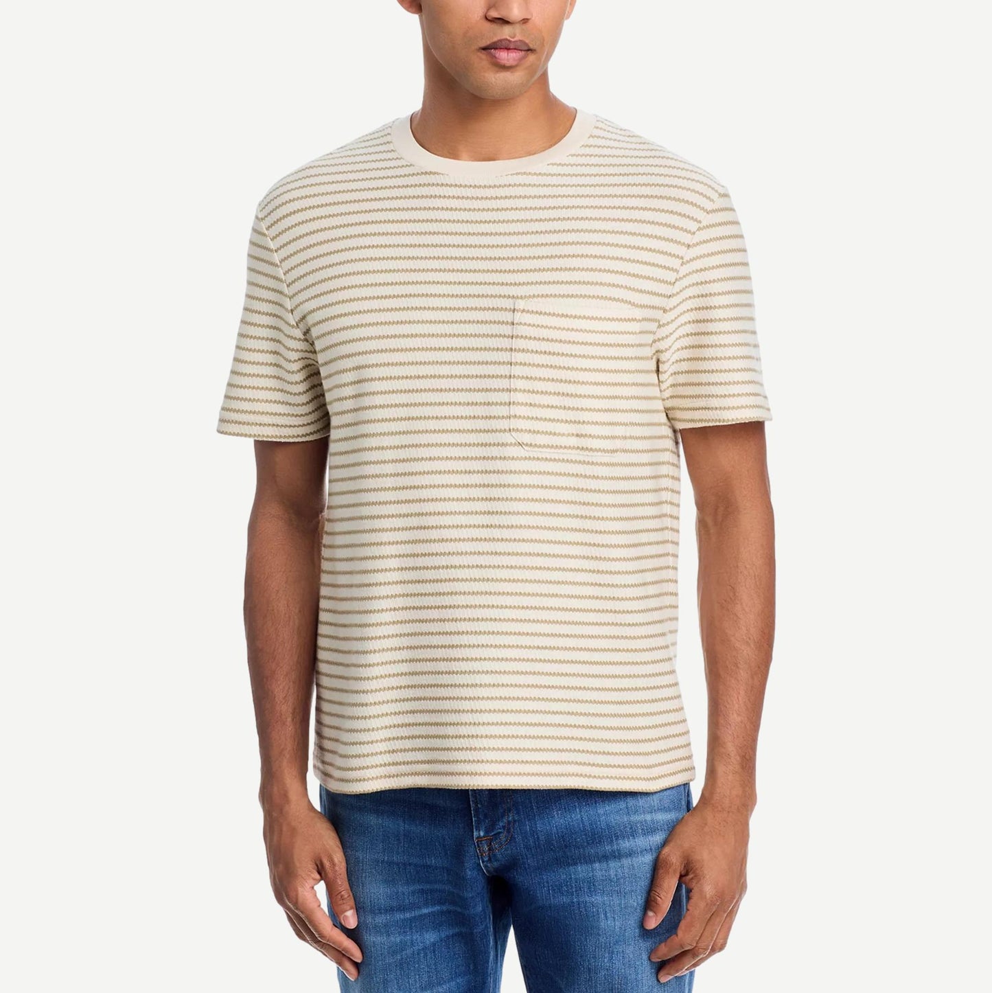 Ribbed Striped Tee - Natural Stripe - Galvanic.co