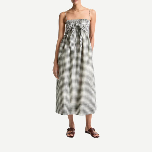 Tie Smock Cami Dress - Off White/Smoke - Galvanic.co