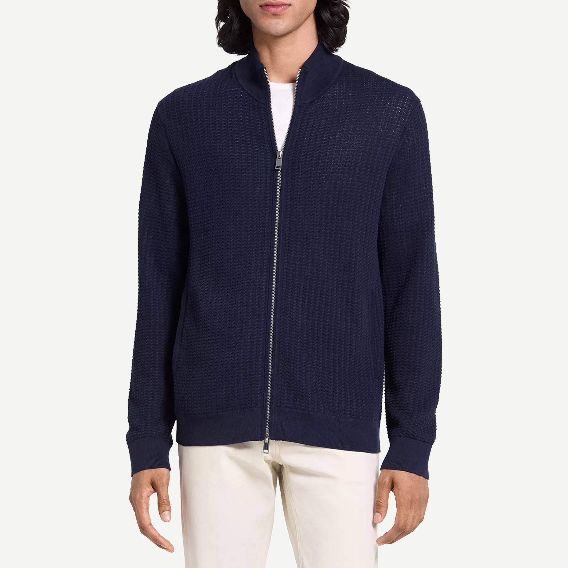 Walton Full Zip Tactile Sweater - Baltic - Galvanic.co