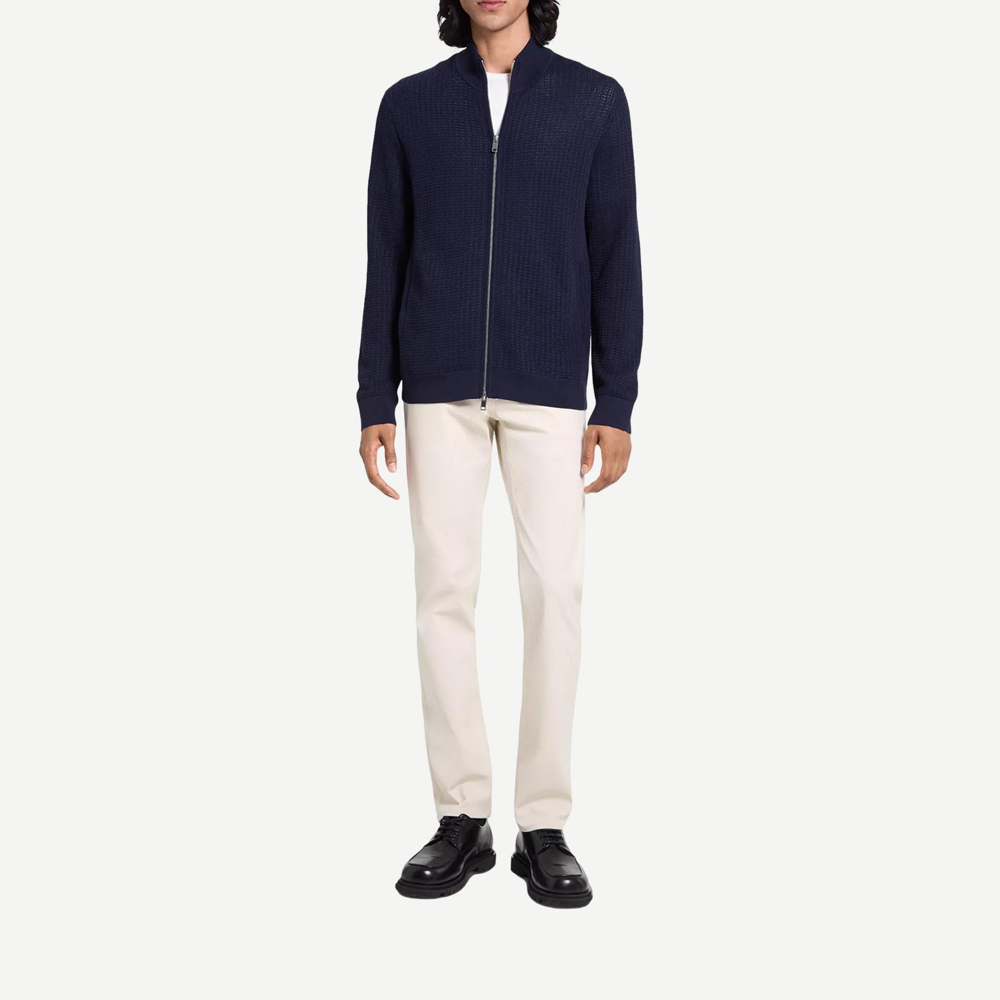 Walton Full Zip Tactile Sweater - Baltic - Galvanic.co