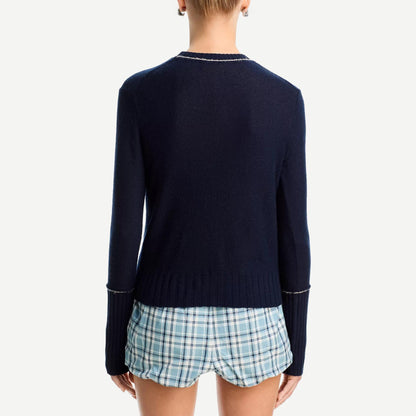 Guest in Residence Flurry Shrunken Crew sweater in midnight blue-offsetof